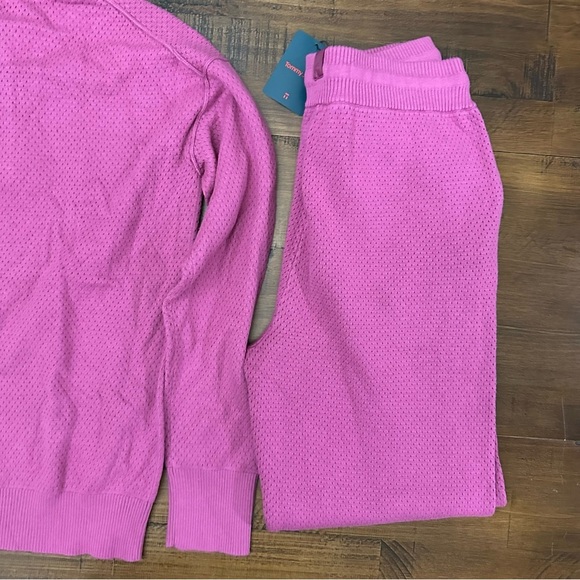 Tommy John Lounge 2 PC SET Joggers + Sweatshirt S NWT $236.00 Rose Sweater KNIT - Picture 9 of 11